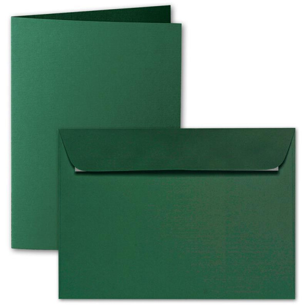 ARTOZ 25x DIN A5 Faltkarten-Set mit Umschlägen - Racing Green (Grün) - 148 x 210 mm - gerippte Bastelkarten blanko mit Brief-Umschlägen - 220 g/m²