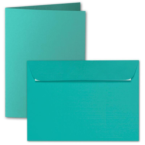 ARTOZ 15x DIN A5 Faltkarten-Set mit Umschlägen - Tropical Green (Grün) - 148 x 210 mm - gerippte Bastelkarten blanko mit Brief-Umschlägen - 220 g/m²