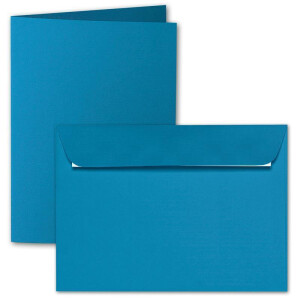 ARTOZ 100x DIN A5 Faltkarten-Set mit Umschlägen - Petrol (Blau) - 148 x 210 mm - gerippte Bastelkarten blanko mit Brief-Umschlägen - 220 g/m²