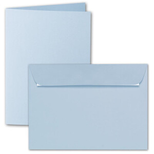 ARTOZ 25x DIN A5 Faltkarten-Set mit Umschlägen - pastellblau (Blau) - 148 x 210 mm - gerippte Bastelkarten blanko mit Brief-Umschlägen - 220 g/m²