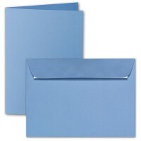 ARTOZ 100x DIN A5 Faltkarten-Set mit Umschlägen - marienblau (Blau) - 148 x 210 mm - gerippte Bastelkarten blanko mit Brief-Umschlägen - 220 g/m²
