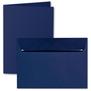 ARTOZ 15x DIN A5 Faltkarten-Set mit Umschlägen - classic blue (Blau) - 148 x 210 mm - gerippte Bastelkarten blanko mit Brief-Umschlägen - 220 g/m²