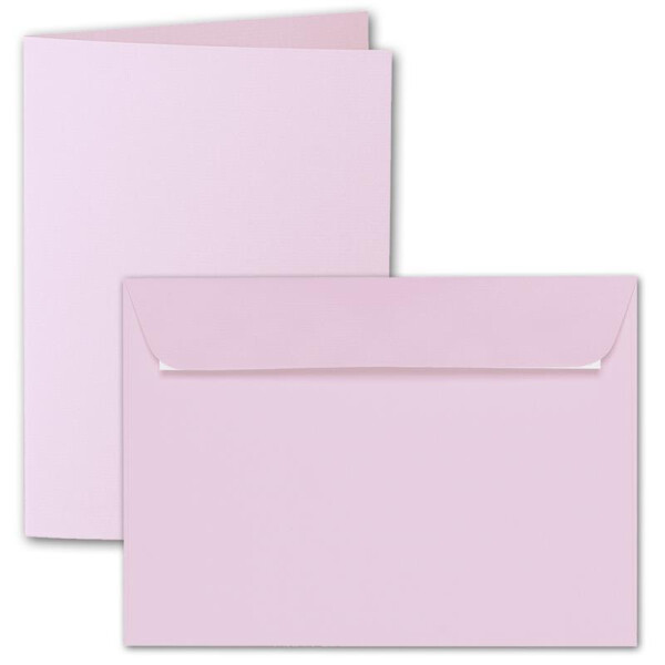 ARTOZ 15x DIN A5 Faltkarten-Set mit Umschlägen - kirschblüte (Rosa) - 148 x 210 mm - gerippte Bastelkarten blanko mit Brief-Umschlägen - 220 g/m²