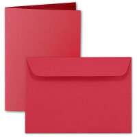 ARTOZ 25x DIN A5 Faltkarten-Set mit Umschlägen - Rot (Rot) - 148 x 210 mm - gerippte Bastelkarten blanko mit Brief-Umschlägen - 220 g/m²