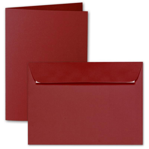 ARTOZ 400x DIN A5 Faltkarten-Set mit Umschlägen - weinrot (Rot) - 148 x 210 mm - gerippte Bastelkarten blanko mit Brief-Umschlägen - 220 g/m²