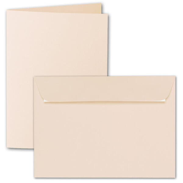 ARTOZ 15x DIN A5 Faltkarten-Set mit Umschlägen - apricot (Rosa) - 148 x 210 mm - gerippte Bastelkarten blanko mit Brief-Umschlägen - 220 g/m²