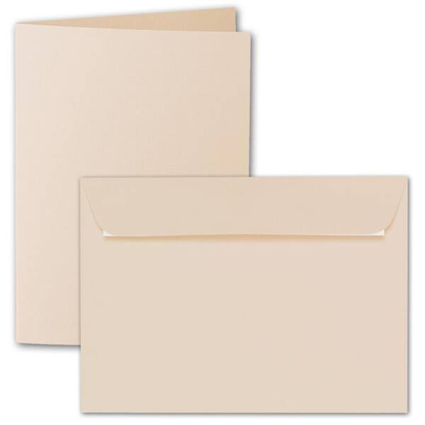 ARTOZ 200x DIN A5 Faltkarten-Set mit Umschlägen - baileys (Braun) - 148 x 210 mm - gerippte Bastelkarten blanko mit Brief-Umschlägen - 220 g/m²