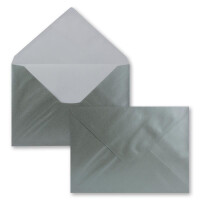 50 Stück Karte mit Umschlag Set - Einzel-Karten Din A5 - 14,8 x 21 cm silber mit Brief-Umschlägen Din C5 - 15,4 x 22 cm silber - Nassklebung