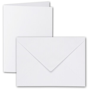 ARTOZ 25x DIN B6 Faltkarten-Set mit Umschlägen - Blütenweiß (Weiß) - 120 x 169 mm - gerippte Bastelkarten blanko mit Brief-Umschlägen - 220 g/m²