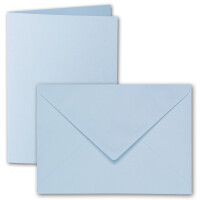 ARTOZ 100x DIN B6 Faltkarten-Set mit Umschlägen - pastellblau (Blau) - 120 x 169 mm - gerippte Bastelkarten blanko mit Brief-Umschlägen - 220 g/m²
