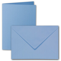 ARTOZ 50x DIN B6 Faltkarten-Set mit Umschlägen - marienblau (Blau) - 120 x 169 mm - gerippte Bastelkarten blanko mit Brief-Umschlägen - 220 g/m²