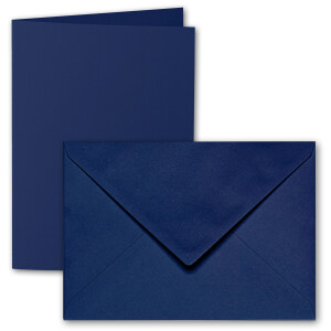 ARTOZ 25x DIN B6 Faltkarten-Set mit Umschlägen - classic blue (Blau) - 120 x 169 mm - gerippte Bastelkarten blanko mit Brief-Umschlägen - 220 g/m²