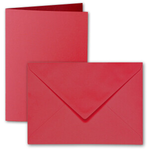 ARTOZ 25x DIN B6 Faltkarten-Set mit Umschlägen - Rot (Rot) - 120 x 169 mm - gerippte Bastelkarten blanko mit Brief-Umschlägen - 220 g/m²