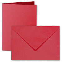 ARTOZ 25x DIN B6 Faltkarten-Set mit Umschlägen - Rot (Rot) - 120 x 169 mm - gerippte Bastelkarten blanko mit Brief-Umschlägen - 220 g/m²