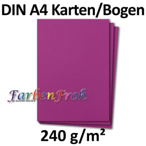 25 DIN A4 Papier-bögen Planobogen - Amarena (Pink) gerippt - 240 g/m² - 21 x 29,7 cm - Bastelbogen Ton-Papier Fotokarton Bastel-Papier Ton-Karton - FarbenFroh