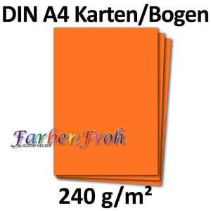 25 DIN A4 Papier-bögen Planobogen - Orange - 240 g/m² - 21 x 29,7 cm - Bastelbogen Ton-Papier Fotokarton Bastel-Papier Ton-Karton - FarbenFroh