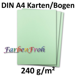 25 DIN A4 Papier-bögen Planobogen - mintgrün (Grün) - 240 g/m² - 21 x 29,7 cm - Ton-Papier Fotokarton Bastel-Papier Ton-Karton - FarbenFroh