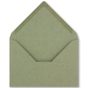 50x Kraftpapier Umschläge DIN C6 Grün - 11,4 x 16,2 cm ohne Fenster - Vintage Briefumschläge mit Nassklebung Spitzklappe - NEUSER PAPIER