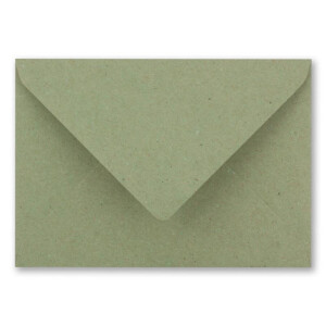 50x Kraftpapier Umschläge DIN C6 Grün - 11,4 x 16,2 cm ohne Fenster - Vintage Briefumschläge mit Nassklebung Spitzklappe - NEUSER PAPIER