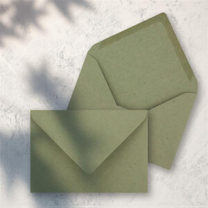 200x Kraftpapier Umschläge DIN C6 Grün - 11,4 x 16,2 cm ohne Fenster - Vintage Briefumschläge mit Nassklebung Spitzklappe - NEUSER PAPIER