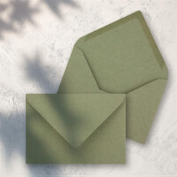 250x Kraftpapier Umschläge DIN C6 Grün - 11,4 x 16,2 cm ohne Fenster - Vintage Briefumschläge mit Nassklebung Spitzklappe - NEUSER PAPIER