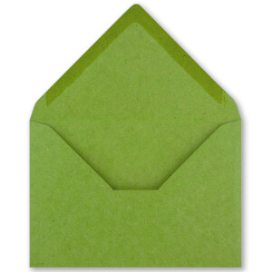 75x Kraftpapier Umschläge DIN C6 Hellgrün - 11,4 x 16,2 cm ohne Fenster - Vintage Briefumschläge mit Nassklebung Spitzklappe - NEUSER PAPIER
