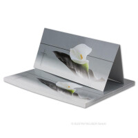 250x Danksagungskarten Trauer DIN LANG - Doppelkarten aufklappbar - Trauerkarten mit Motiv Trauerblume mit Blatt - würdevolle Dankeskarte