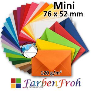 Umschlagpaket DIN C8 - 76 x 52 mm I Farben-Mix I jeweils...