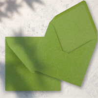 25x Vintage-Umschläge quadratisch aus hellgrünem (grün) Kraftpapier - nachhaltig - 15,5 x 15,5 cm - Nassklebung Spitzklappe - NEUSER PAPIER