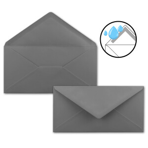 50 Brief-Umschläge Dunkel-Grau / Anthrazit DIN Lang - 110 x 220 mm (11 x 22 cm) - Nassklebung ohne Fenster - Ideal für Einladungs-Karten - Serie FarbenFroh