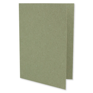 50x grünes Vintage Kraftpapier Falt-Karten SET mit Umschlägen DIN A6 - 10,5 x 14,8 cm - Grün - Recycling - Klapp-Karten - blanko