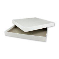 1x Quadratische Aufbewahrungs- und Geschenk-Schachtel in Hochweiß (Weiß) - 24 x 24 x 2,3 cm - Stülp-Schachtel mit Deckel - Ideal als Fotobox und Geschenkbox