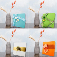 1x Quadratische Aufbewahrungs- und Geschenk-Schachtel in Hochweiß (Weiß) - 24 x 24 x 2,3 cm - Stülp-Schachtel mit Deckel - Ideal als Fotobox und Geschenkbox