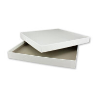 30x Quadratische Aufbewahrungs- und Geschenk-Schachtel in Hochweiß (Weiß) - 24 x 24 x 2,3 cm - Stülp-Schachtel mit Deckel - Ideal als Fotobox und Geschenkbox