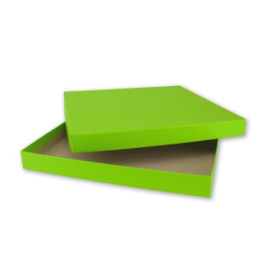 3x Quadratische Aufbewahrungs- und Geschenk-Schachtel in Hellgrün (Grün) - 24 x 24 x 2,3 cm - Stülp-Schachtel mit Deckel - Ideal als Fotobox und Geschenkbox