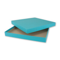 200x Quadratische Aufbewahrungs- und Geschenk-Schachtel in Türkis (Blau) - 24 x 24 x 2,3 cm - Stülp-Schachtel mit Deckel - Ideal als Fotobox und Geschenkbox