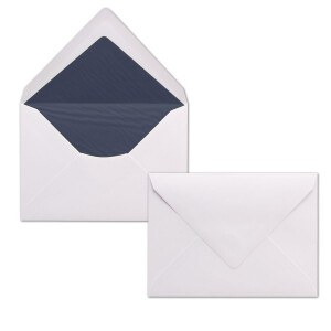 150x Briefumschläge Weiß DIN C6 gefüttert mit Seidenpapier in Dunkelblau 100 g/m² 11,4 x 16,2 cm mit Nassklebung ohne Fenster