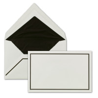 50 Stück Trauer-Briefumschläge aus Büttenpapier, naturweiß gehämmerte Oberfläche mit schwarzem Trauer-Rand, Größe B6 - 11,8 x 18,2 cm