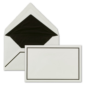 100 Stück Trauer-Briefumschläge aus Büttenpapier, naturweiß gehämmerte Oberfläche mit schwarzem Trauer-Rand, Größe B6 - 11,8 x 18,2 cm
