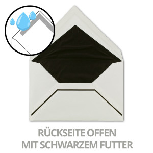 100 Stück Trauer-Briefumschläge aus Büttenpapier, naturweiß gehämmerte Oberfläche mit schwarzem Trauer-Rand, Größe B6 - 11,8 x 18,2 cm