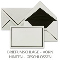 50 Sets Trauer-Papier mit gefütterten Brief-Umschlägen aus Büttenpapier, 105 g/m², naturweiß gehämmerte Oberfläche mit schwarzem Trauer-Rand, Größe B6 - 17,5 x 21,5 cm