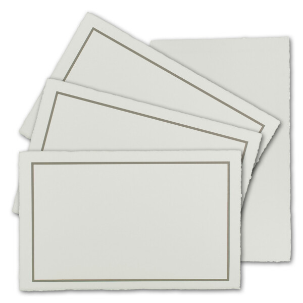75 Stück Trauer-Karte ohne Falz aus Büttenpapier, 225 g/m², naturweiße Oberfläche mit grauem Trauer-Rand, Größe B6 - 11,3 x 17,5 cm