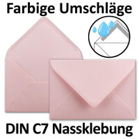 250x kleine Umschläge in Rosa DIN C7 8,1 x 11,4 cm mit Spitzklappe und Nassklebung in 110 g/m² - kleiner blanko Mini-Umschlag