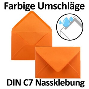 500x kleine Umschläge in Orange DIN C7 8,1 x 11,4 cm mit Spitzklappe und Nassklebung in 80 g/m² - kleiner blanko Mini-Umschlag