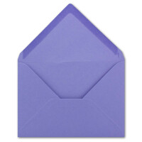 50x kleine Umschläge in Violett DIN C7 8,1 x 11,4 cm mit Spitzklappe und Nassklebung in 80 g/m² - kleiner blanko Mini-Umschlag