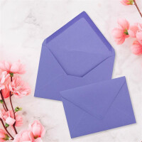 250x kleine Umschläge in Violett DIN C7 8,1 x 11,4 cm mit Spitzklappe und Nassklebung in 80 g/m² - kleiner blanko Mini-Umschlag