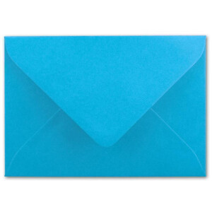 100x kleine Umschläge in Azurblau DIN C7 8,1 x 11,4 cm mit Spitzklappe und Nassklebung in 80 g/m² - kleiner blanko Mini-Umschlag