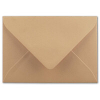 100x kleine Umschläge in Karamellbraun DIN C7 8,1 x 11,4 cm mit Spitzklappe und Nassklebung in 120 g/m² - kleiner blanko Mini-Umschlag