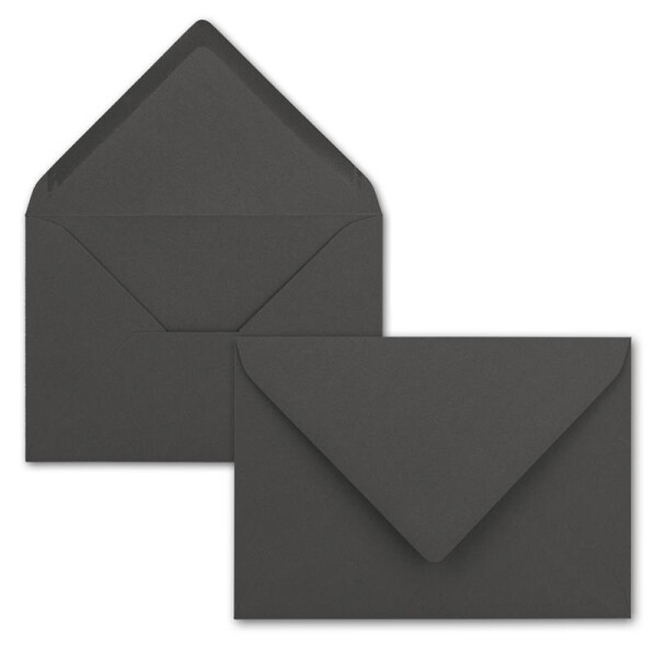 100x kleine Umschläge in Anthrazit DIN C7 8,1 x 11,4 cm mit Spitzklappe und Nassklebung in 120 g/m² - kleiner blanko Mini-Umschlag