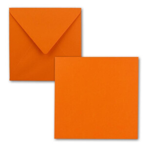 Quadratisches Einzelkarten-Set - 15 x 15 cm - mit Brief-Umschlägen - Orange - 25 Stück - für Grußkarten & mehr - FarbenFroh by GUSTAV NEUSER